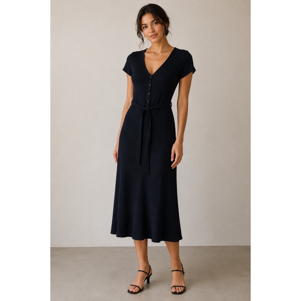 Grade And Gather Women Small Navy Jumpsuit Cropped Linen Blend Summer